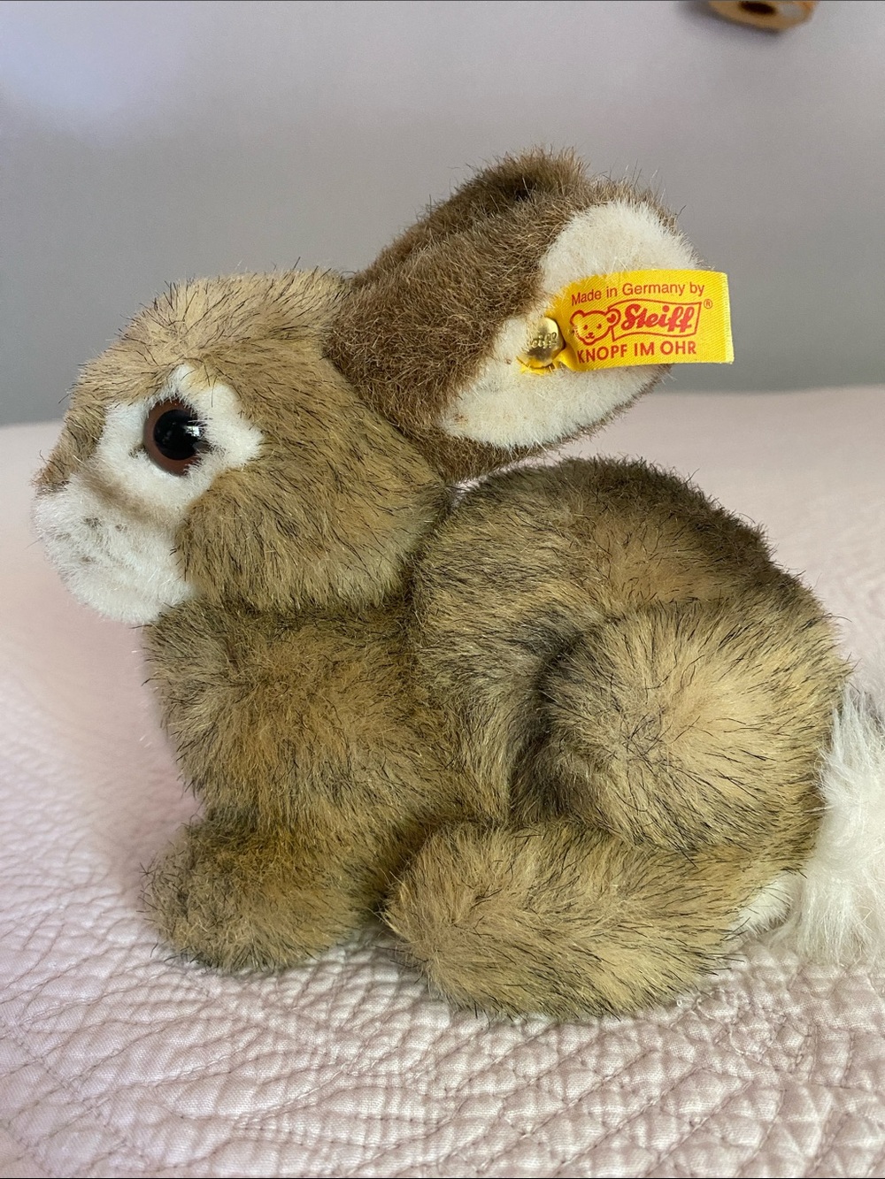 Steiff Brown Plush Bunny with Yellow Ear Tag